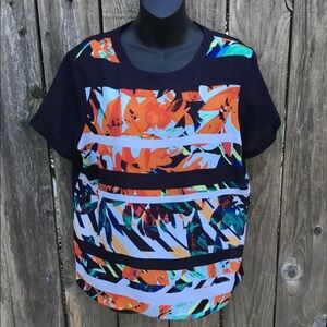 Liz Claiborne navy graphic blouse